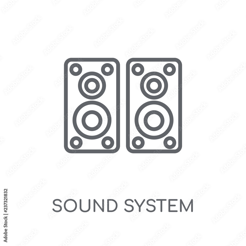 Poster sound system linear icon. modern outline sound system logo concept on white background from music co