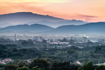 Pink sky over Chiang Mai City, Thailand