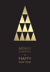 Merry Christmas and Happy New Year. Vector modern template card. Abstract geometric christmas tree.