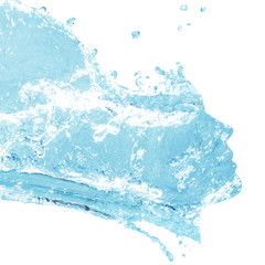 Female face outline from blue water splash.