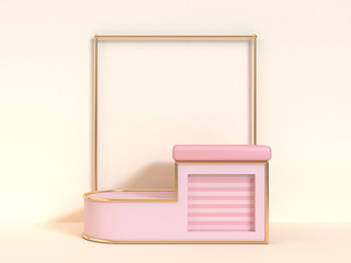 abstract pink cream steps podium scene 3d rendering square