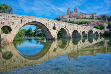 Fototapeta na wymiar The Old Bridge at Beziers, south of France
