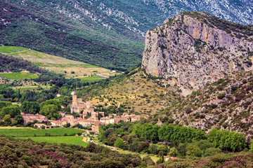 Fototapeta na wymiar The village of Saint Jean de Bueges, in the Herault Department of the Languedoc, France