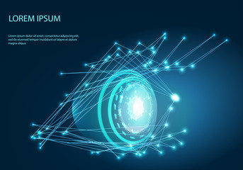 Robot eye. Vector of modern abstract polygonal background. Digital vision - vector logo template concept illustration. Abstract human eye creative sign. Security technology and surveillance.