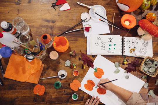 Preparing Halloween celebration.