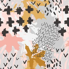 Fotobehang Herfst esdoornblad en doodle naadloze patroon. © Tanya Syrytsyna