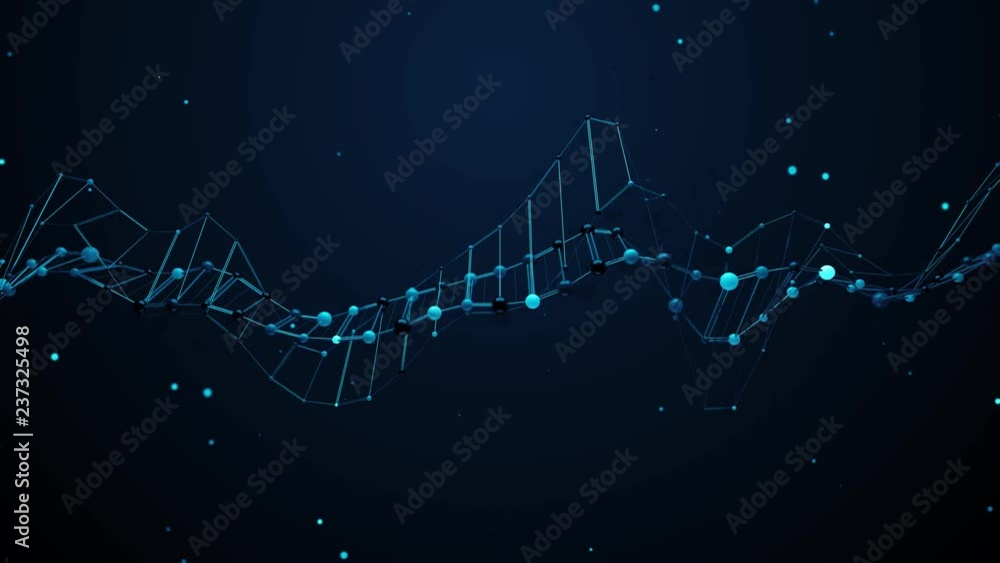 Poster complex wireframe structure with reflective and emission node spheres. perfect for science, technolo