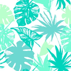 Papier Peint photo Lavable Impressions graphiques Vector illustration tropique dans des couleurs vertes naturelles