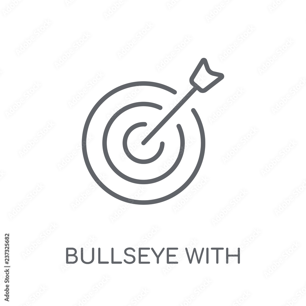 Poster bullseye with target symbol linear icon. modern outline bullseye with target symbol logo concept on 