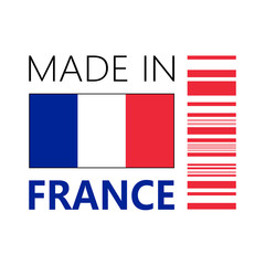 VECTOR ICON OF MADE IN FRANCE WITH BAR CODE 
