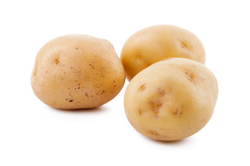 raw yellow potato isolated on white background