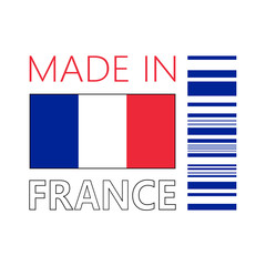 VECTOR ICON OF MADE IN FRANCE WITH BAR CODE 