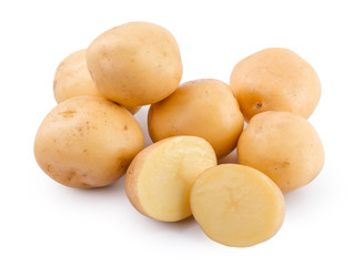 raw yellow potato isolated on white background