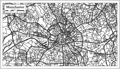 Fototapeta na wymiar Manchester England City Map in Retro Style. Outline Map.