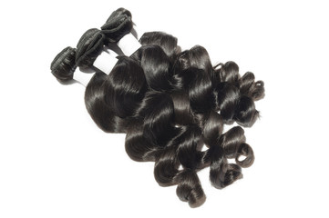 Loose wavy spiral black human hair weaves extensions bundles