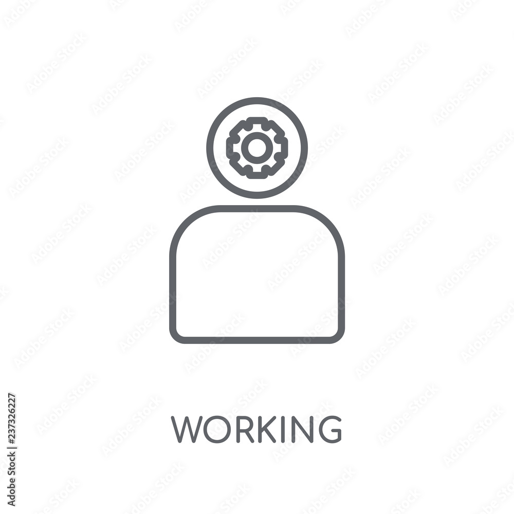 Poster working linear icon. modern outline working logo concept on white background from productivity colle