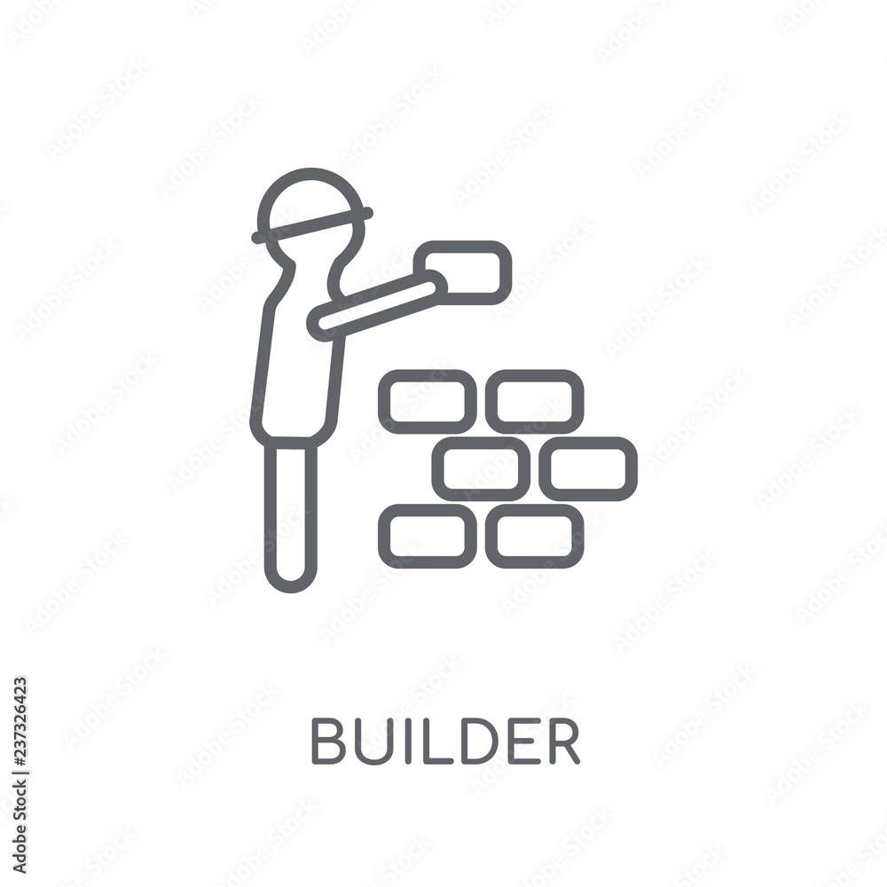 Poster builder linear icon. modern outline builder logo concept on white background from professions collec