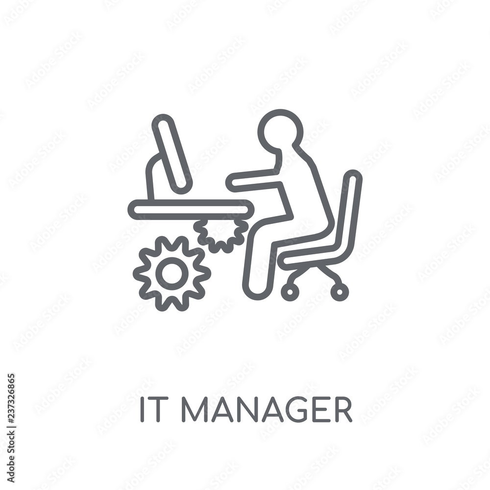 Poster it manager linear icon. modern outline it manager logo concept on white background from professions 