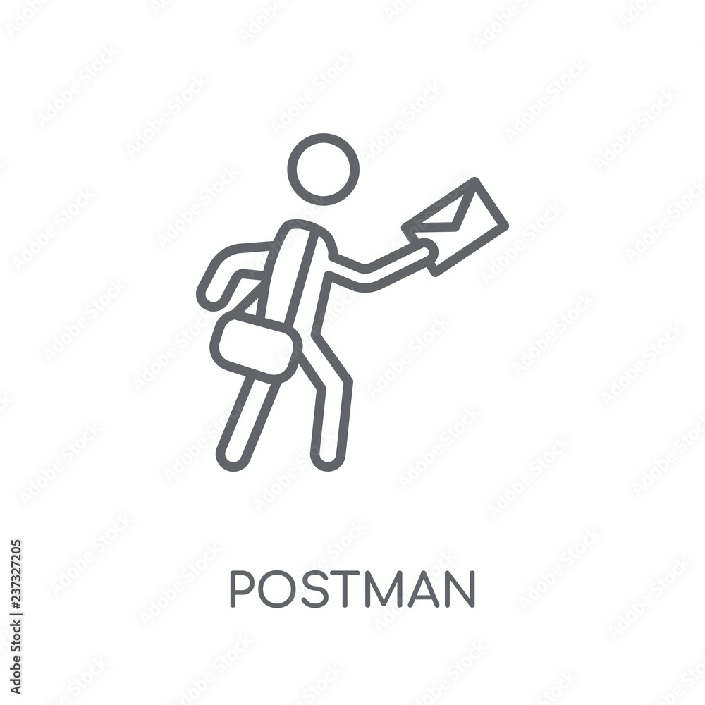 Poster postman linear icon. modern outline postman logo concept on white background from professions collec