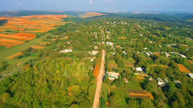 Flight over ukrainian village. FullHD 1080p.