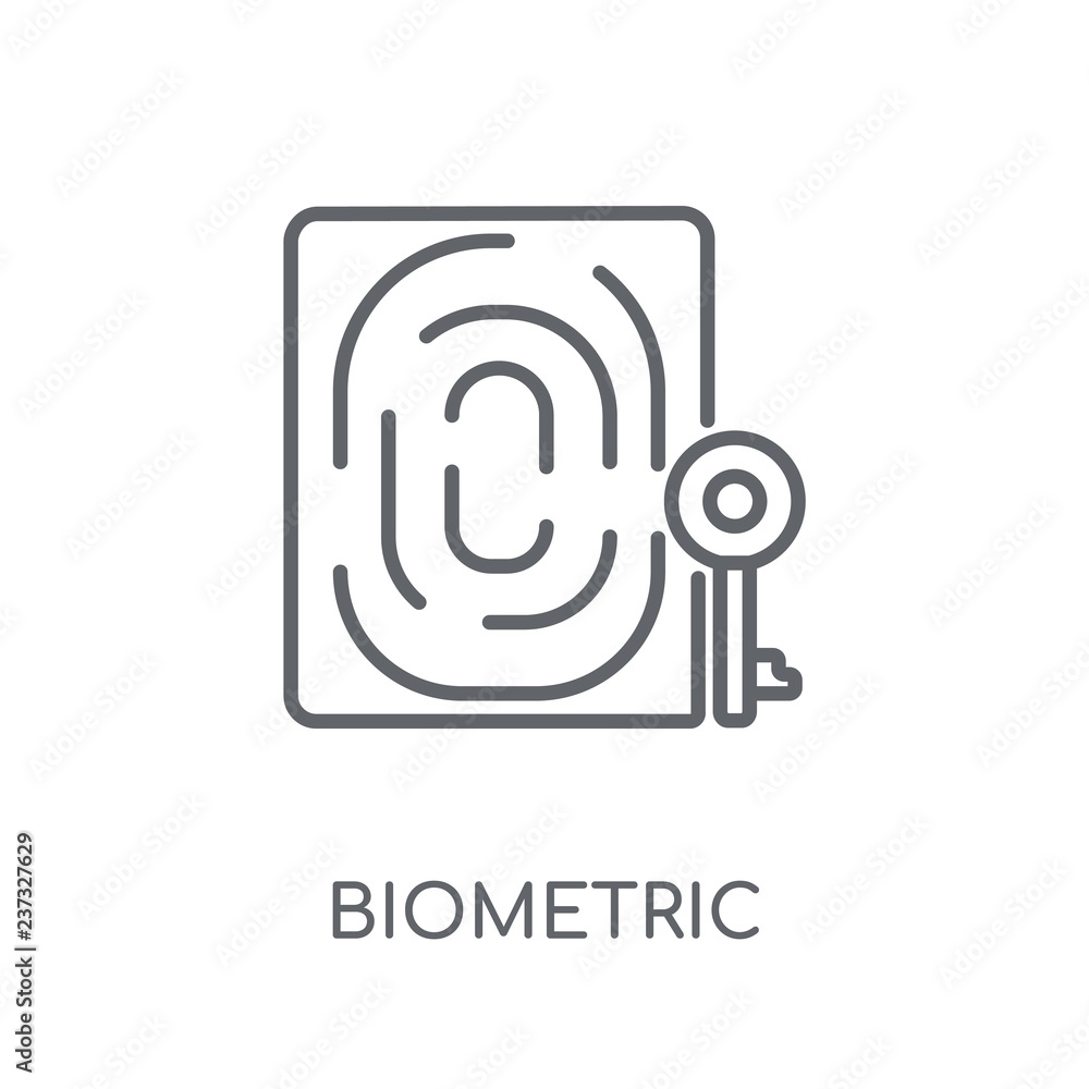 Poster biometric identification linear icon. modern outline biometric identification logo concept on white 