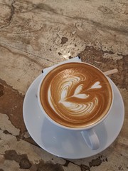 Nice texture of milk on latte art coffee