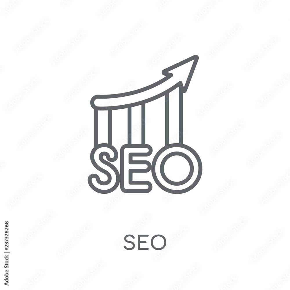 Aufkleber seo linear icon. modern outline seo logo concept on white background from programming collection