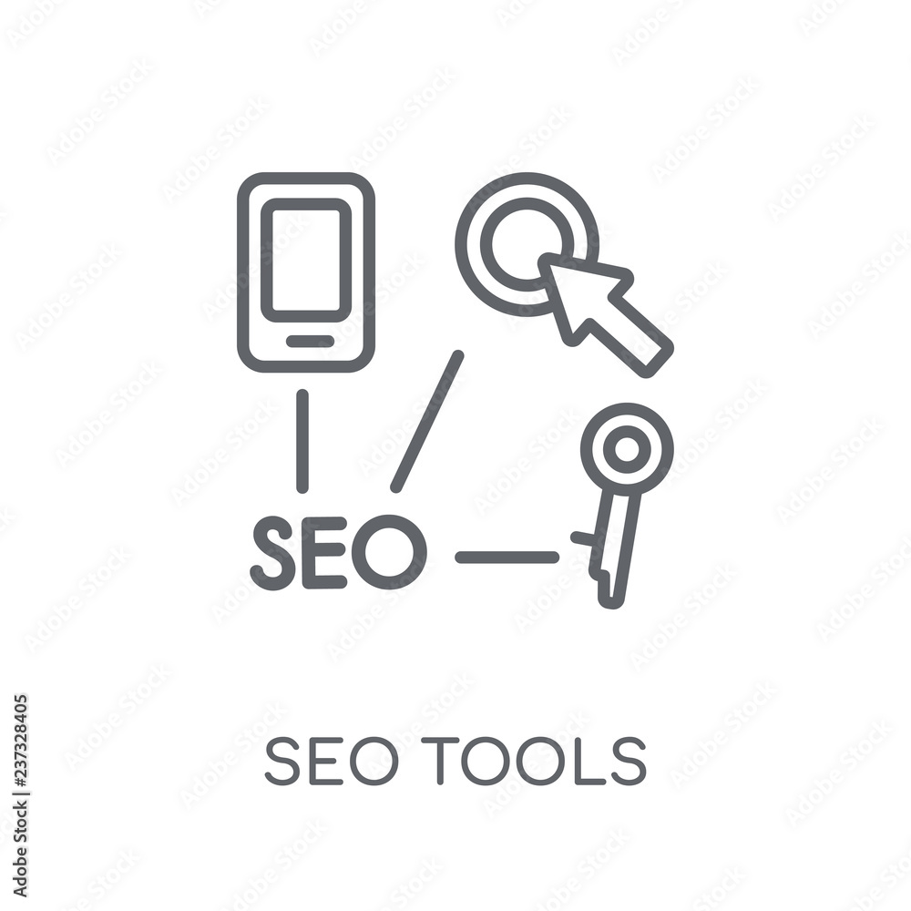 Aufkleber seo tools linear icon. modern outline seo tools logo concept on white background from programming co
