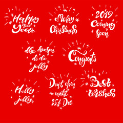 Obraz na płótnie Canvas Happy New Year 2019 typographic emblems set