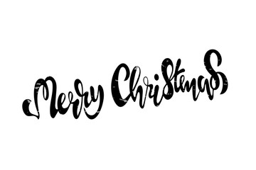 merry christmas hand lettering inscription to winter holiday design