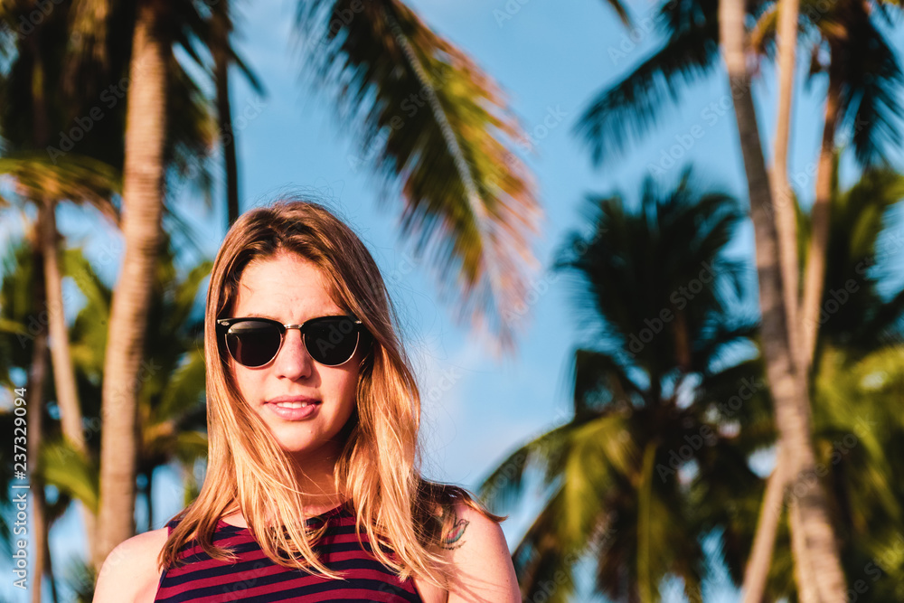 Poster girl at bavaro beaches in punta cana, dominican republic