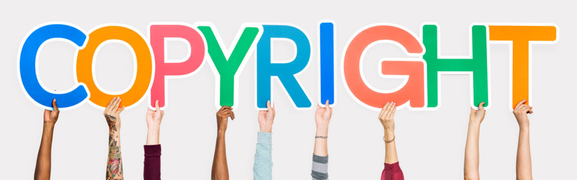Colorful letters forming the word copyright
