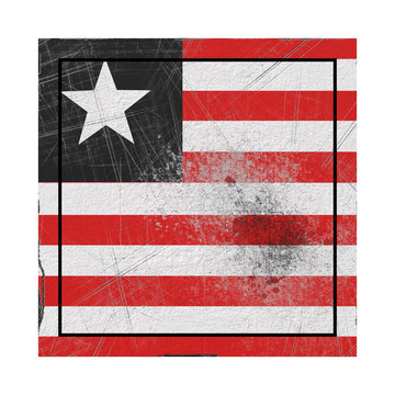 Liberia flag in concrete square