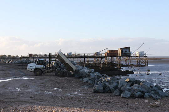 Construction digue barage