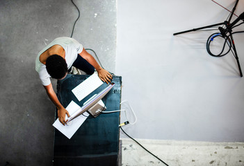 Production staff guy in a shoot