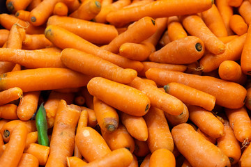 Fresh carrots in market
