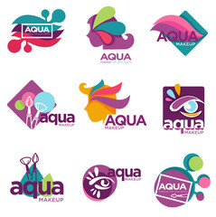 Fototapeta na wymiar Aqua makeup cosmetics brand for women to use