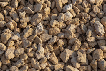 White gravel on a construction site as an abstract background