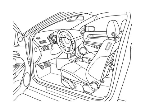 Machine inside. Interior of the vehicle. Vector