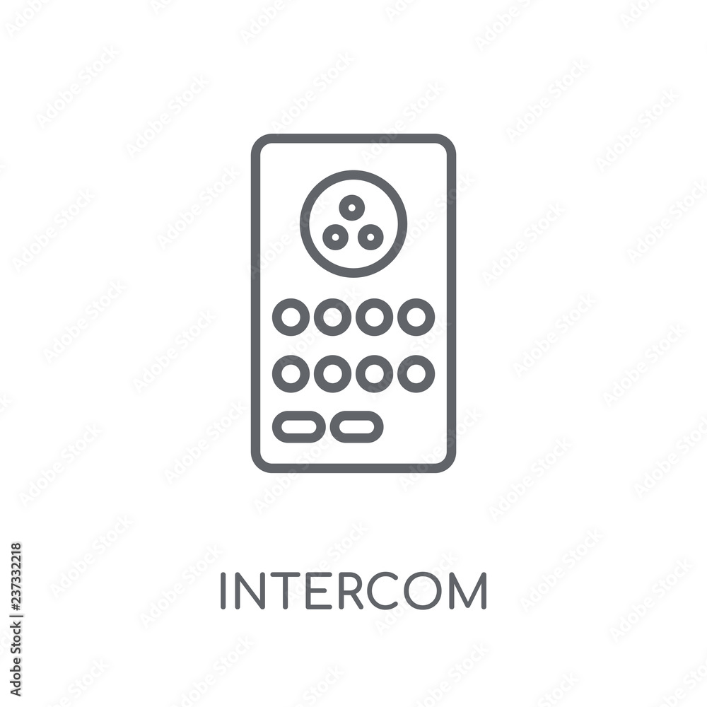 Poster intercom linear icon. modern outline intercom logo concept on white background from smarthome collec