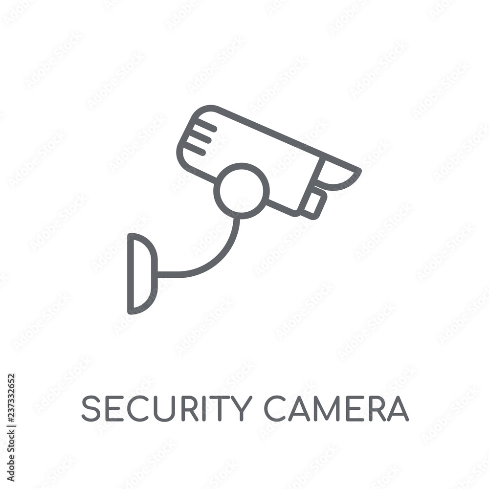 Poster security camera linear icon. modern outline security camera logo concept on white background from sm