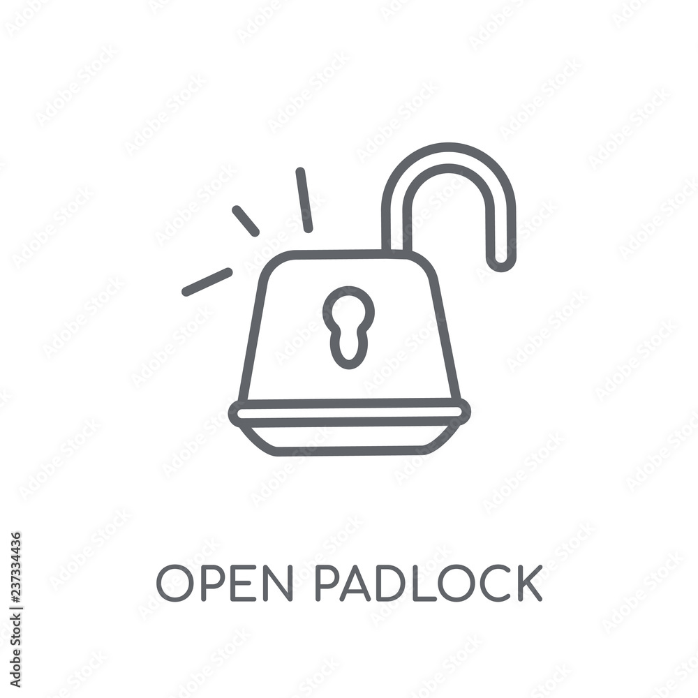 Poster open padlock linear icon. modern outline open padlock logo concept on white background from startup 
