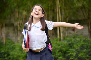 Minority Girl Student And Freedom Wearing Uniform