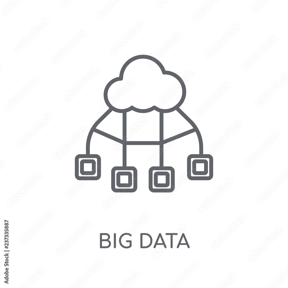 Poster big data linear icon. modern outline big data logo concept on white background from technology colle