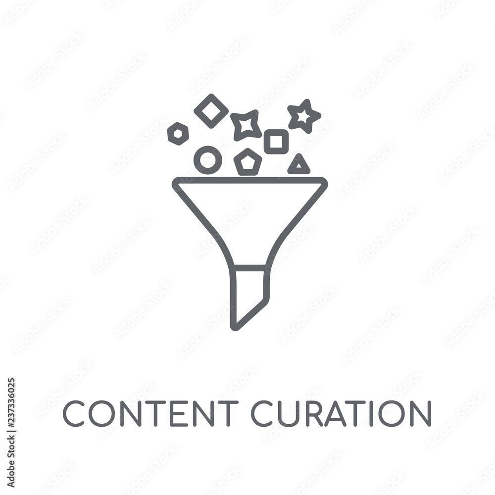 Poster content curation linear icon. modern outline content curation logo concept on white background from 