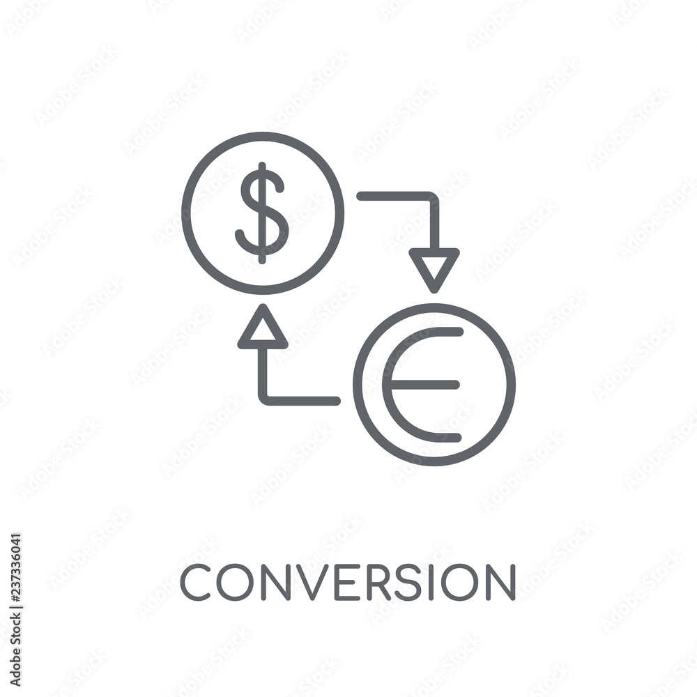 Poster conversion linear icon. modern outline conversion logo concept on white background from technology c