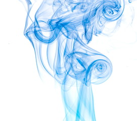 Blue smoke on white background