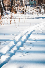 Fototapeta na wymiar The path in the snow