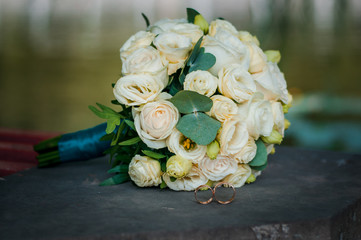 Wedding flower bouquet on the background
