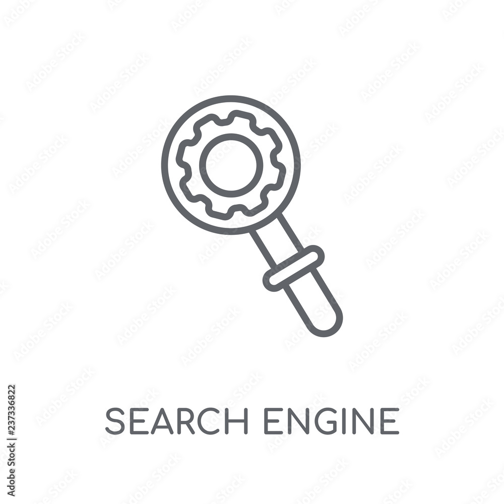 Poster search engine optimization linear icon. modern outline search engine optimization logo concept on wh
